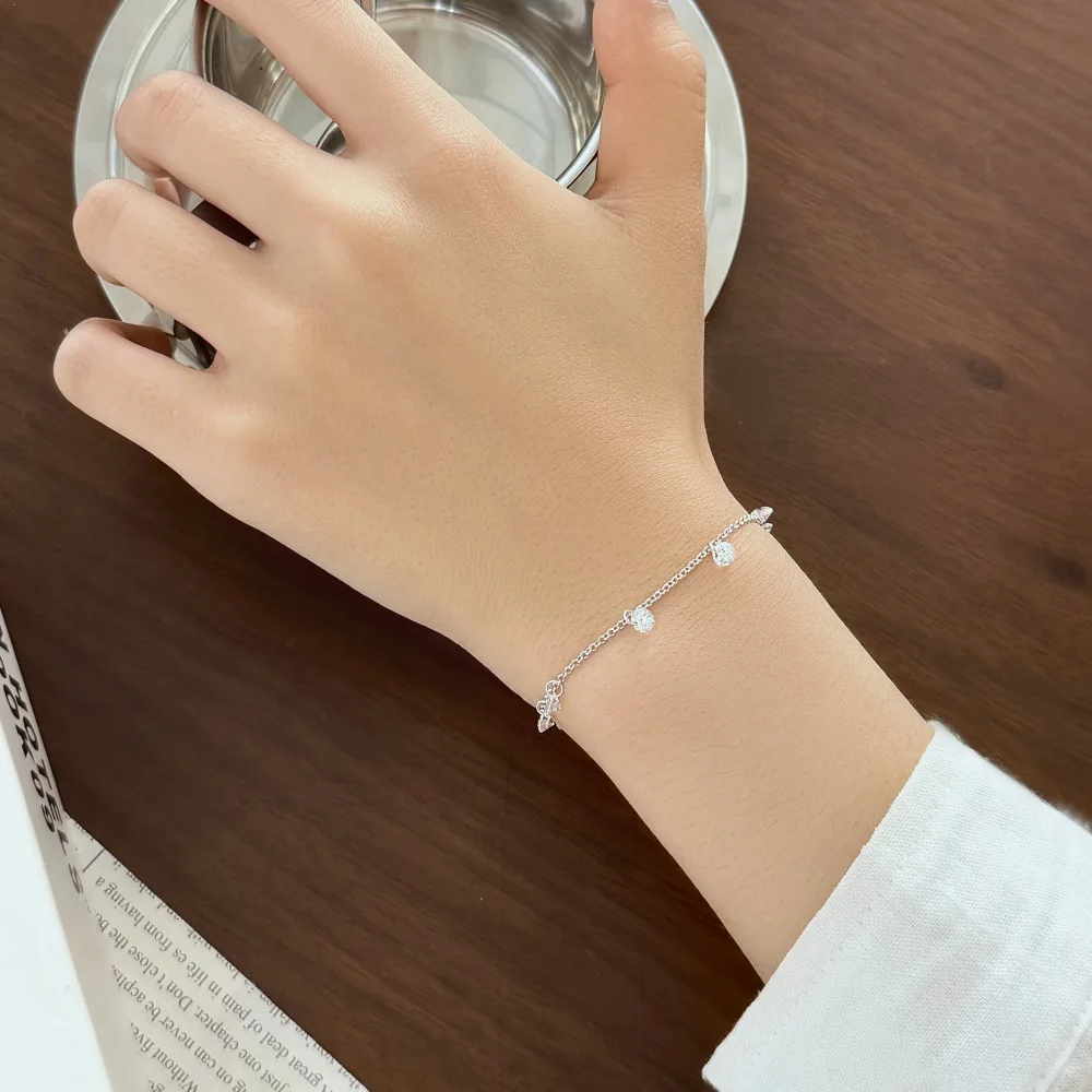KAKODIY Charm Exquisite 925 Sterling Silver Oxidation Resistant Multiple 5A Cubic Zirconia Imitation Cubic Zirconia Pendant Chain Bracelet detail 2