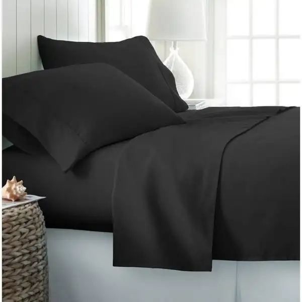 Wholesale Wrinkle Free Hypoallergenic 4pcs Double 200TC Microfiber  Seersucker Polyester Bed Sheet Set supplier