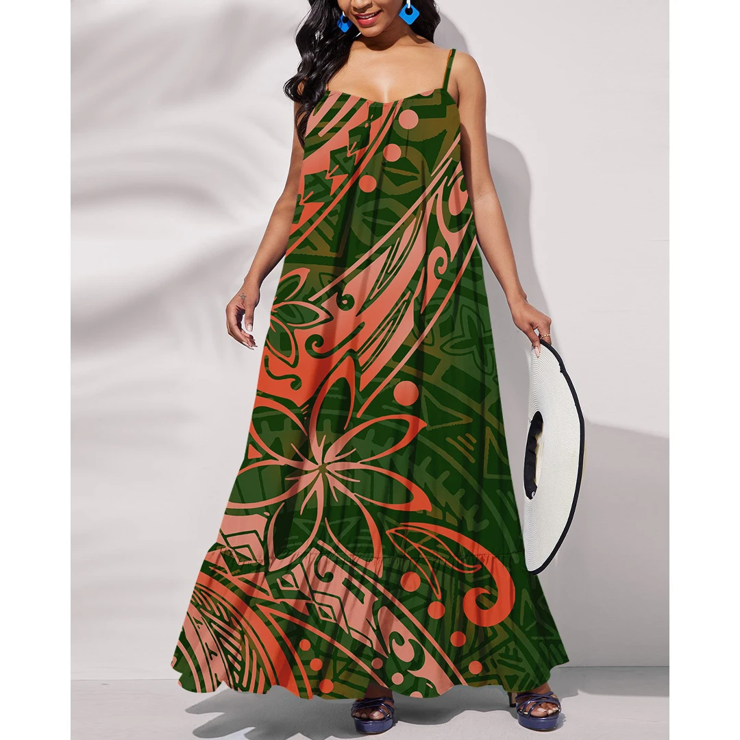 Pacific Island Oversized Sexy Ladies Dress Tropical Printed Summer