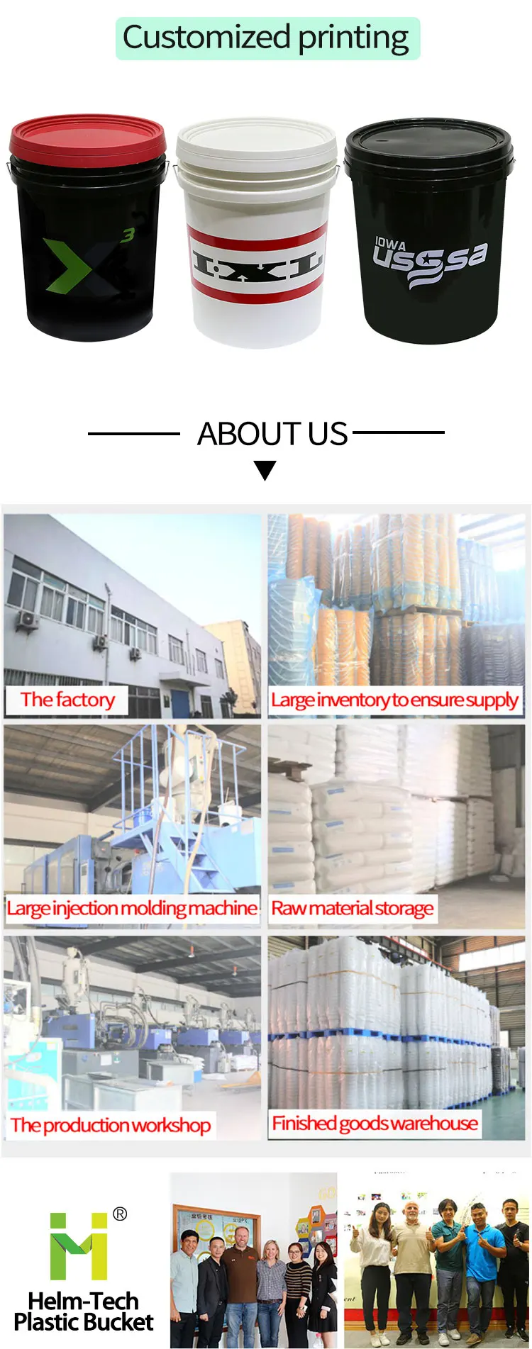 5 Gallon 20l Bucket With Printed Logo Plastic Watertight Bucket Plastic