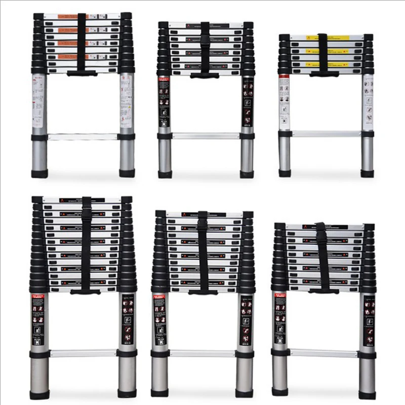 2-6m Extension Ladder Multifunction Telescopic Ladder Portable Single Sided Aluminum Carton Silver Modern Aluminum Stairs 1 PCS