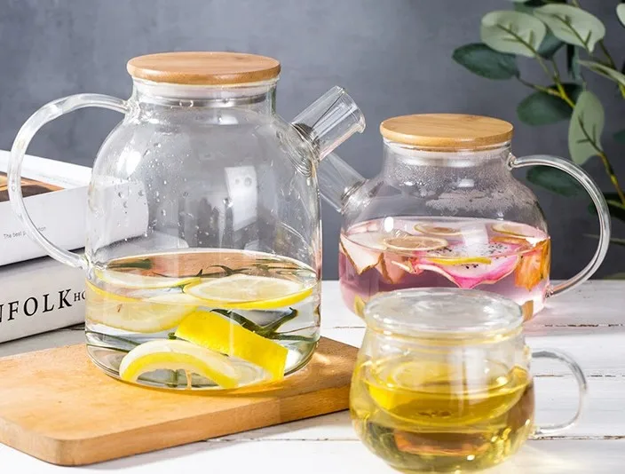Heat Resistant Borosilicate Clear Glass Teapot With Tea Infuser Warmer ...