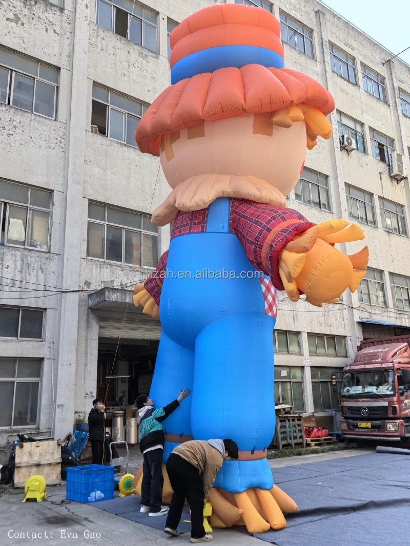 Eight Meters Light up Giant Inflatable Scarecrow Balloon Inflatable Man of Straw Character Cartoon Model for Summer Decoration