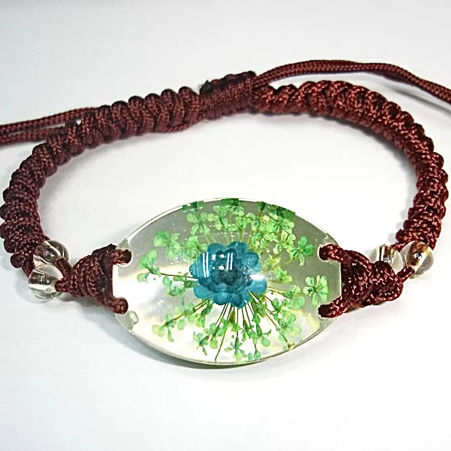 2022 Wholesale Oval Dried Flower Jewelry For Girls Cord Bracelets