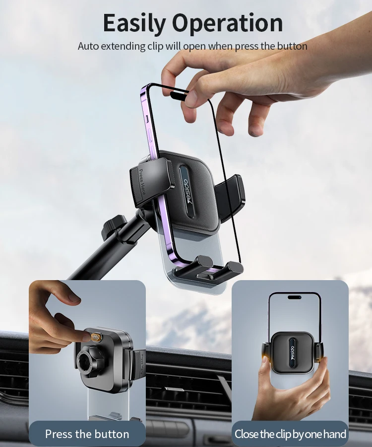 C261 Yesido 360 Degree  Rotation Car Mount Retractable Car Phone Holder Telescopic Arm Suction Phone Holder
