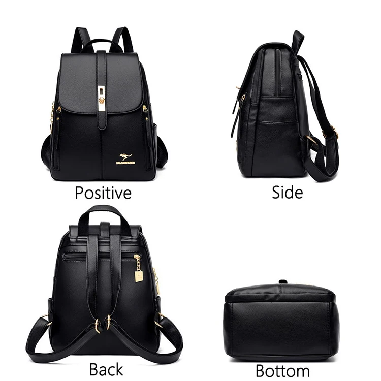 Shoulder bag soft leather pu ladies Korean fashion summer casual small backpack student simple school bag