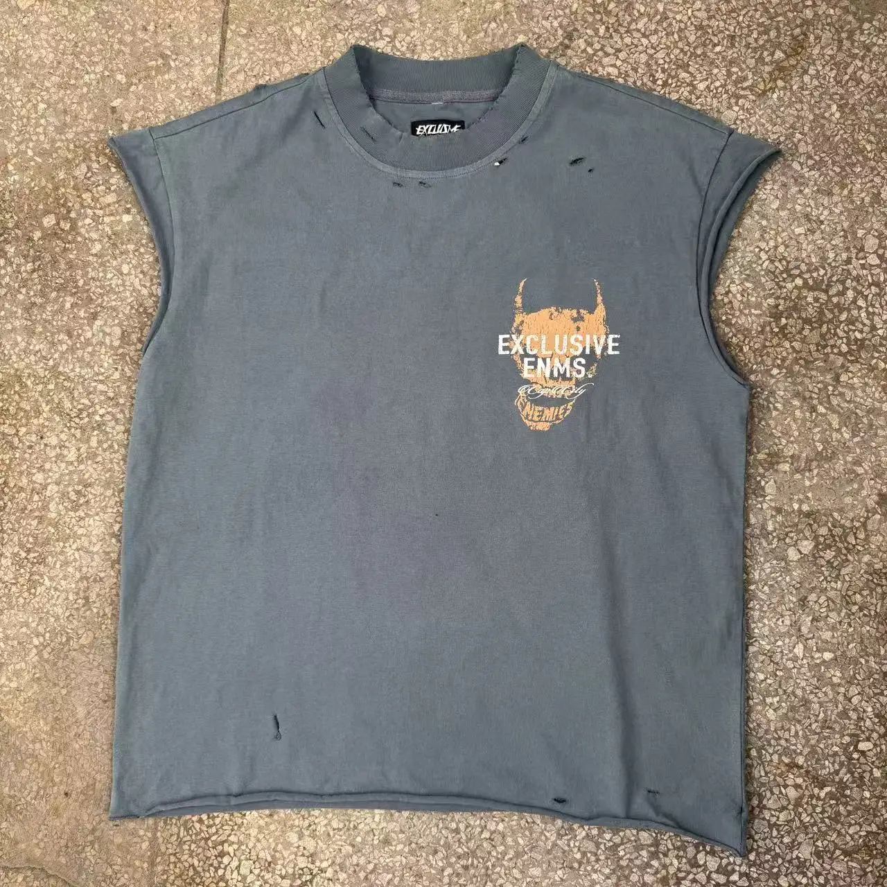 Custom Rhinestone Men Oversized Muscle Gym Running Tank Top Printed 100% Cotton Quick Dry Breathable Cropped Sleeveless T-Shirt gallery 4
