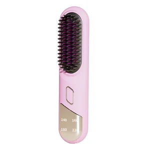 Mini Portable Wireless Hair Straightener Anti-Static Feature Home Charging Comb Negative Ion Hair Straightening for Travel Hotel