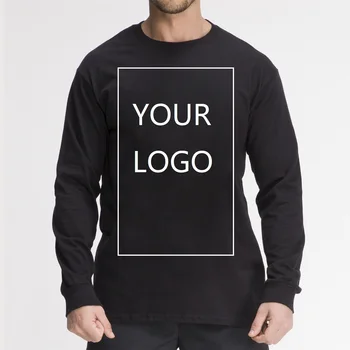 custom printing logo 100% cotton blank t-shirt wholesale men unisex custom printed tshirt plain custom black long sleeve t shirt