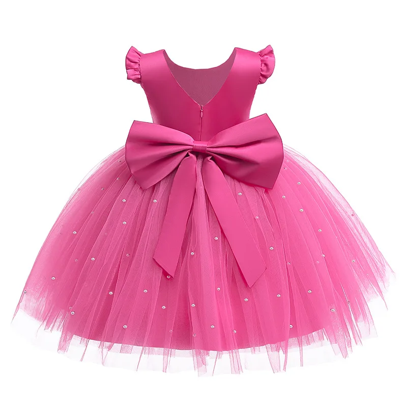 European Style Girls Party Dress Elegant White Flower Girl Dress Big