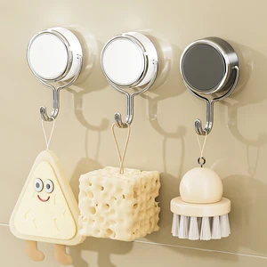 Strong Load-Bearing Kitchen Bathroom Punching Vacuum Suction Cup Hook Rotating Door Traceless Sticky Hook Plastic for Coat