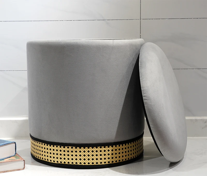 Stool New Sale Dining Round Modern Indoor Home Luxury Foot Step Living Room Furniture Gold Metal Velvet Ottoman Stools
