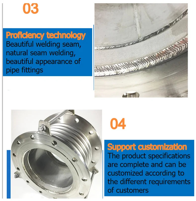 304/316l Stainless Steel Expansion Joint Metal Bellows Compensator For