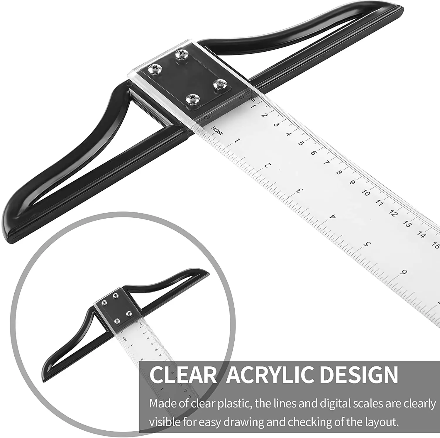 80cm Transparent Acrylic T-Ruler for Accurate Measurements | Precision ...