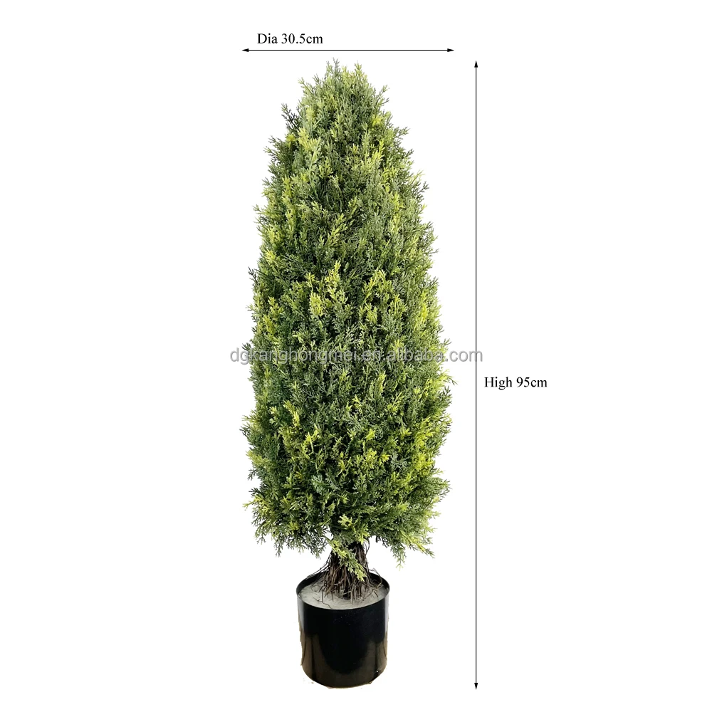 Artificial Plant  Cedar Tree Cone Shaped Cypress Boxwood Topiary Spiral Ball Shrubs Greenery in Pot for Home Decoration