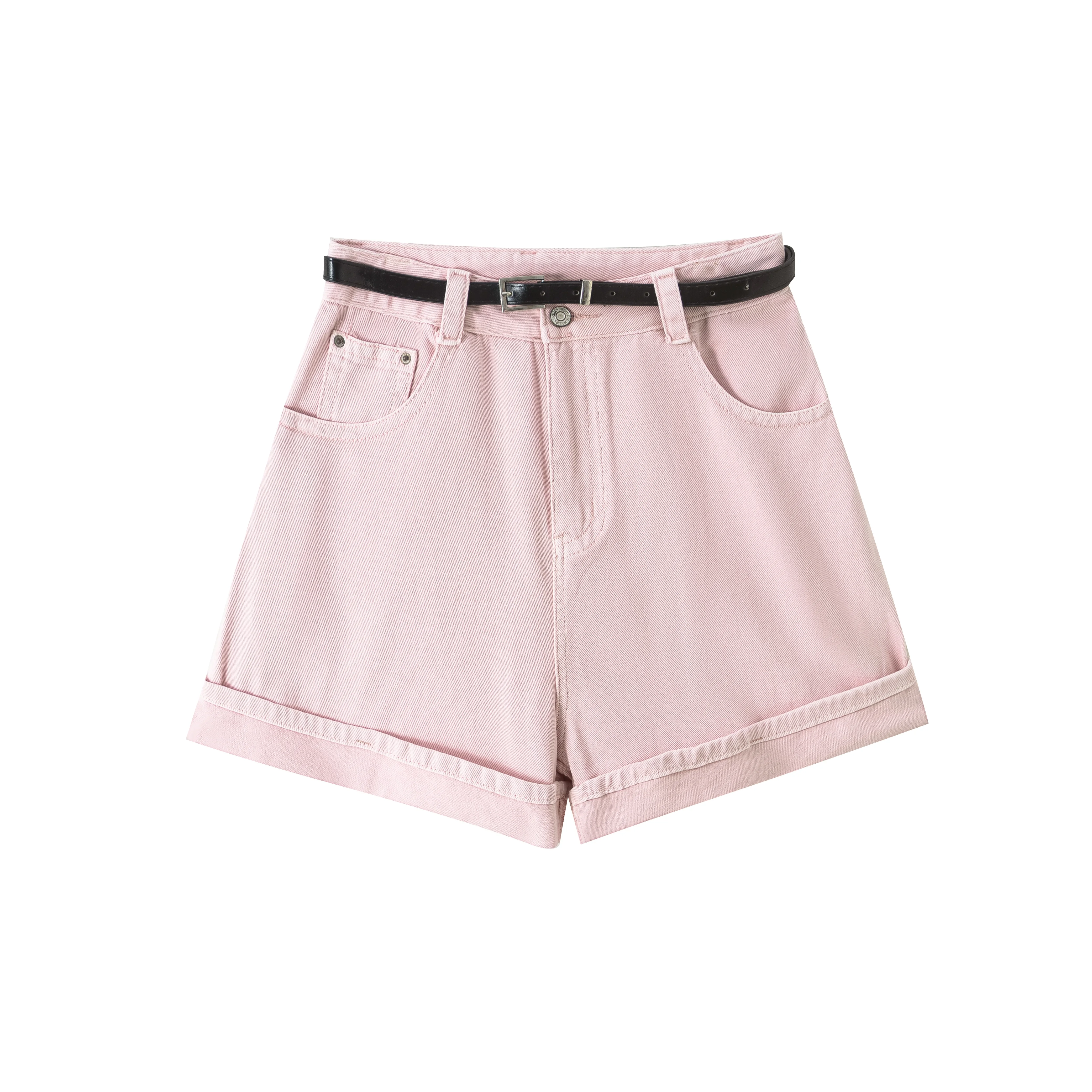 Clothing Manufacturers Color Washed Belt Ladies Custom Denim Pants Denim Shorts Women's Shorts Women Jeans