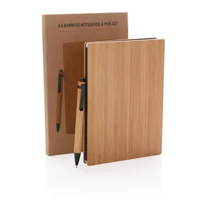 Customizable Bamboo Eco Custom logo Journals Hardcover Paper Diary Notebook Stationery Gift Set with Pen