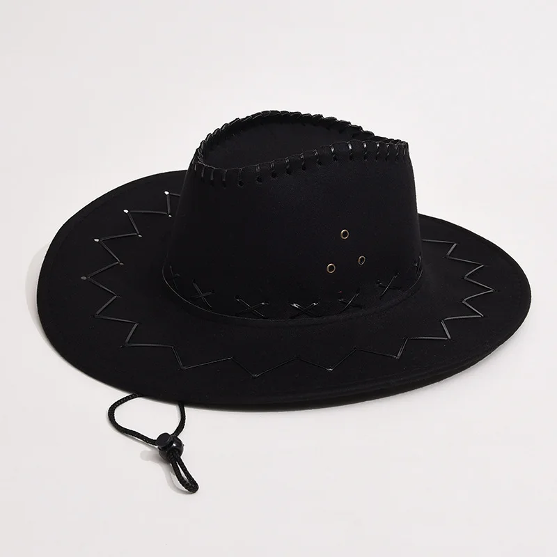 Cowboy Hat Unisex Western Style Wide Brim Suede Fancy Dress Accessory