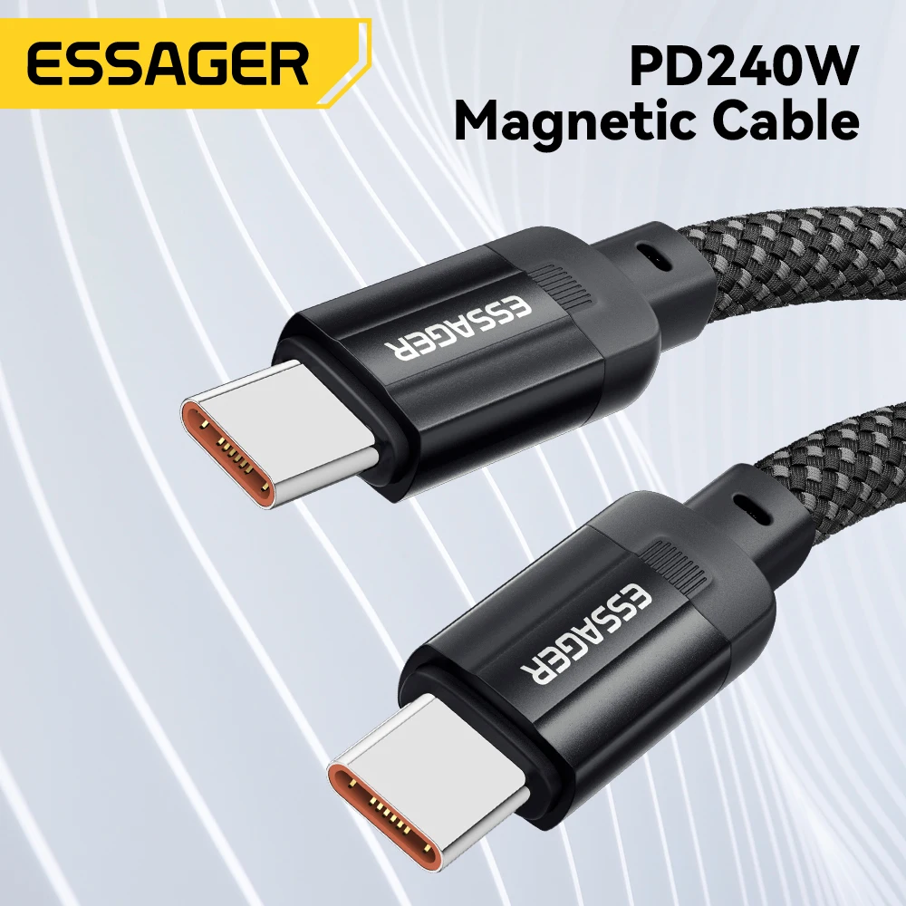 ESSAGER ES-X55 Series 100W 240W Magnetic Absorption Quick Charge Cable USB  C to Type C Cable