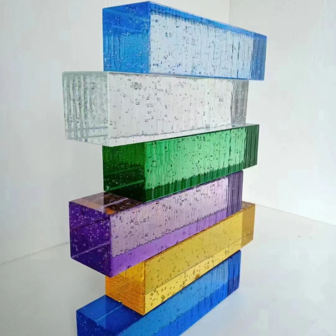 200*100*50mm Colored Solid Crystal Glass Bricks for Wall Building Decoration Glass Blocks Home Hotel Partition