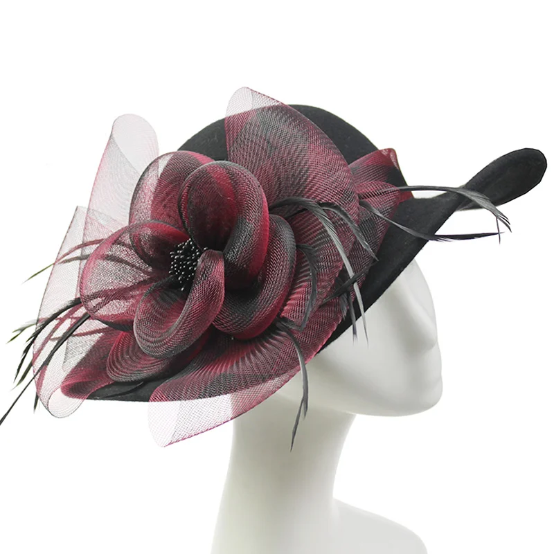 Горячая Распродажа черные фетровые шляпы для женщин фетровая Мужская шерстяная Федора с принтом