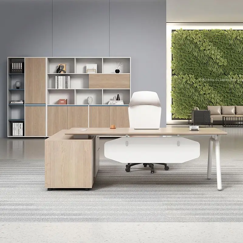 Corner Computer Desk Simple Modern Steel Wood Office Desk