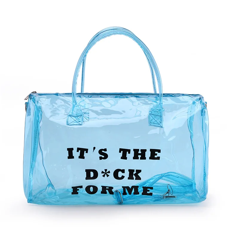  Clear Gym Bag for Women,Spend Night Bag Clear PVC Tote Bag  Large Sports Duffel Bag Bright Candy Color Jelly Bag with Durable Metal  Zipper for Gym, School, Travel, Beach Blue