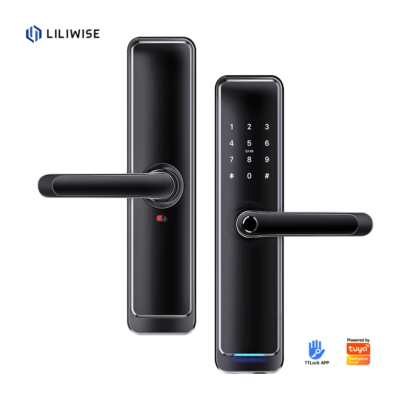 Home Security WIFI BLE APP QR Card Fingerprint Door Lock Digital Lock Intelligent Electric Smart Door Lock