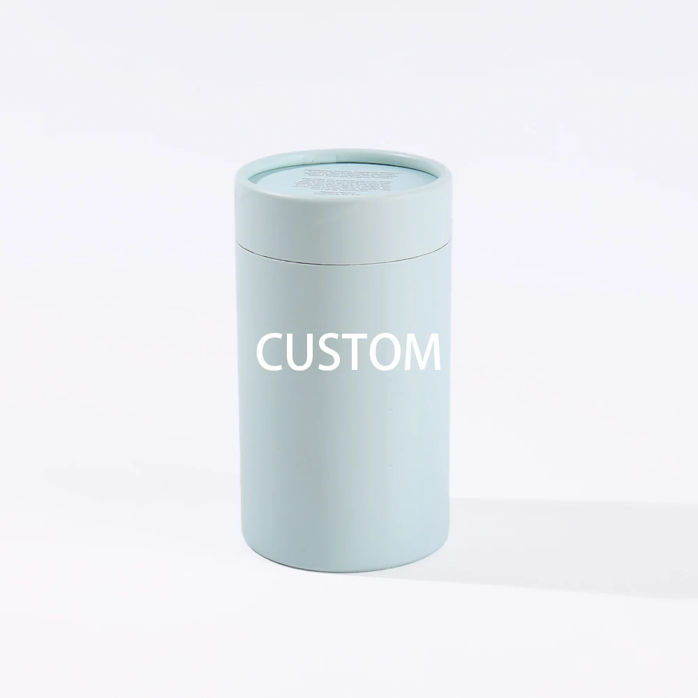 Custom Luxury Eco-friendly Recyclable Paperboard Cylinder Gift Packaging Gold Foil UV Coating Embossing Logo Transfer Sticker