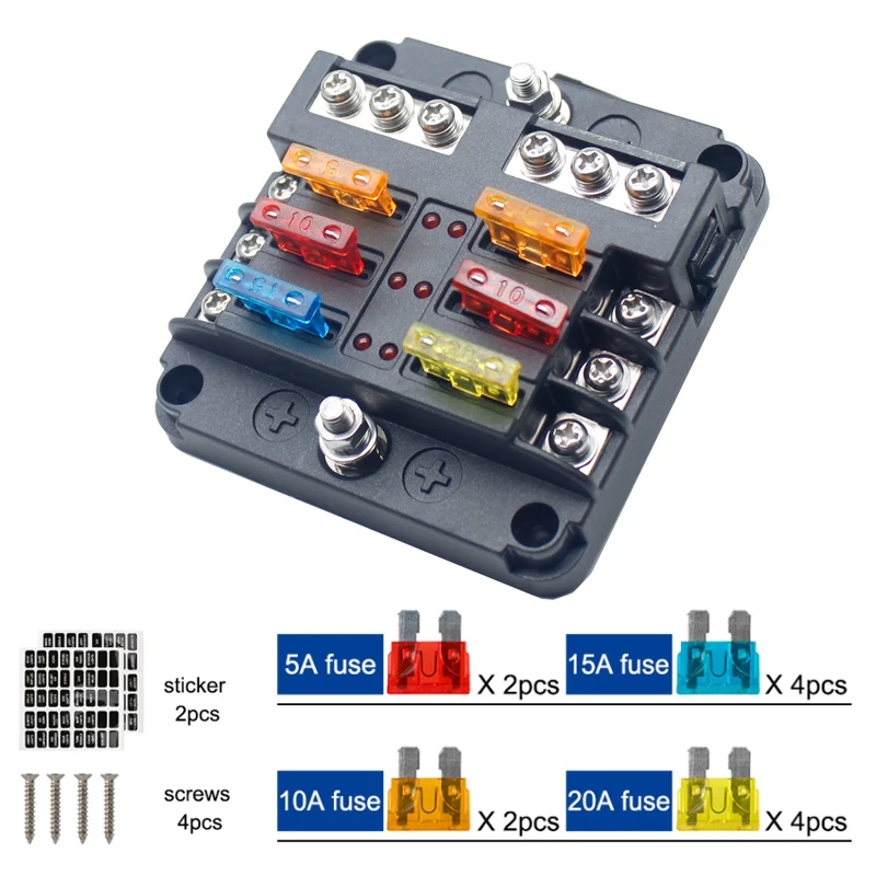 Wholesale Way auto Car Fuse Holder Box Blade Fuse Block Screw Nut Terminal  Negative Bus Fuse box From