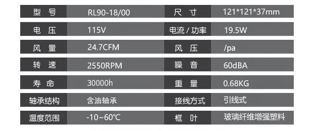 Original Centrifugal fan RL90-18/00 12137 115V 19.5W 24.7CFM 2550RPM turbo blower