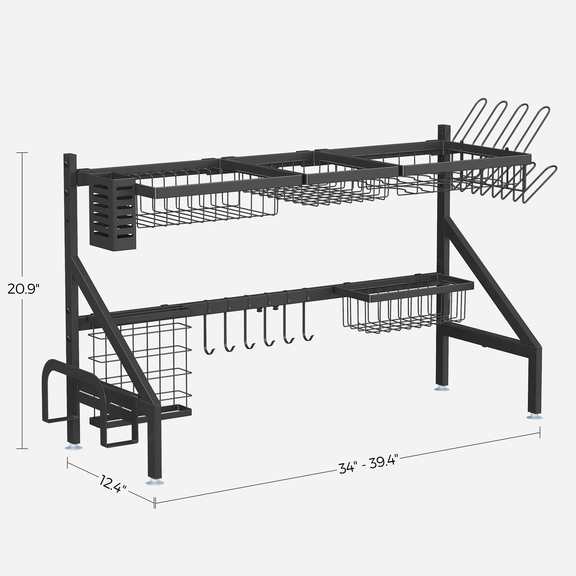 2-Tier Songmics Over The Sink Adjustable Kitchen Dish Drying Rack For  Countertop (Black, UKCS023B01) $35 + Free Shipping