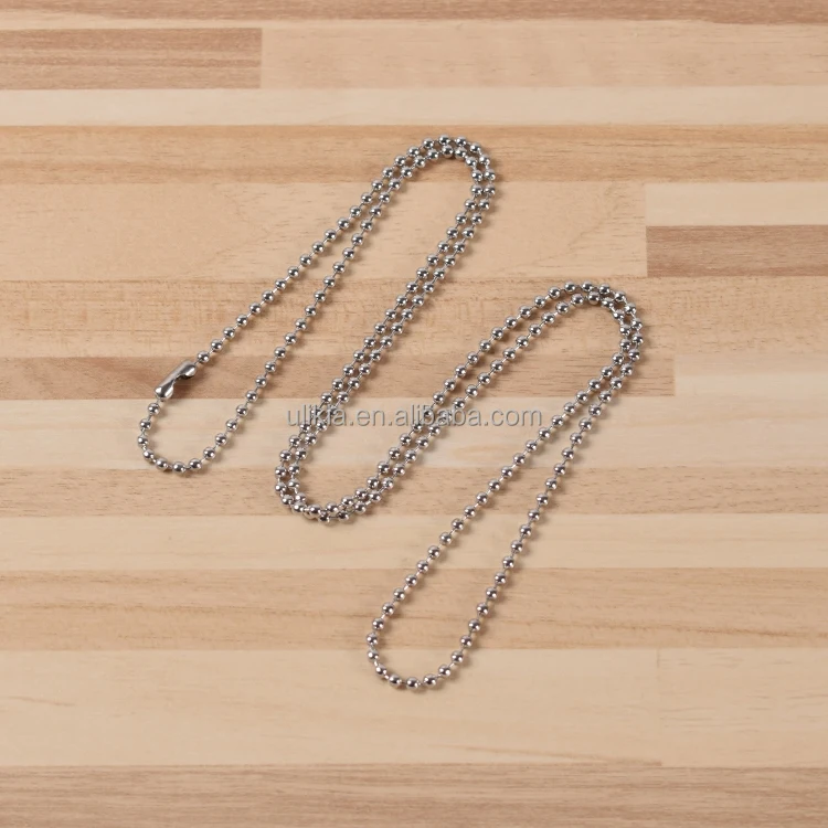Multi Size Stainless Steel Bead Ball Necklace Military Dog Tag Chain