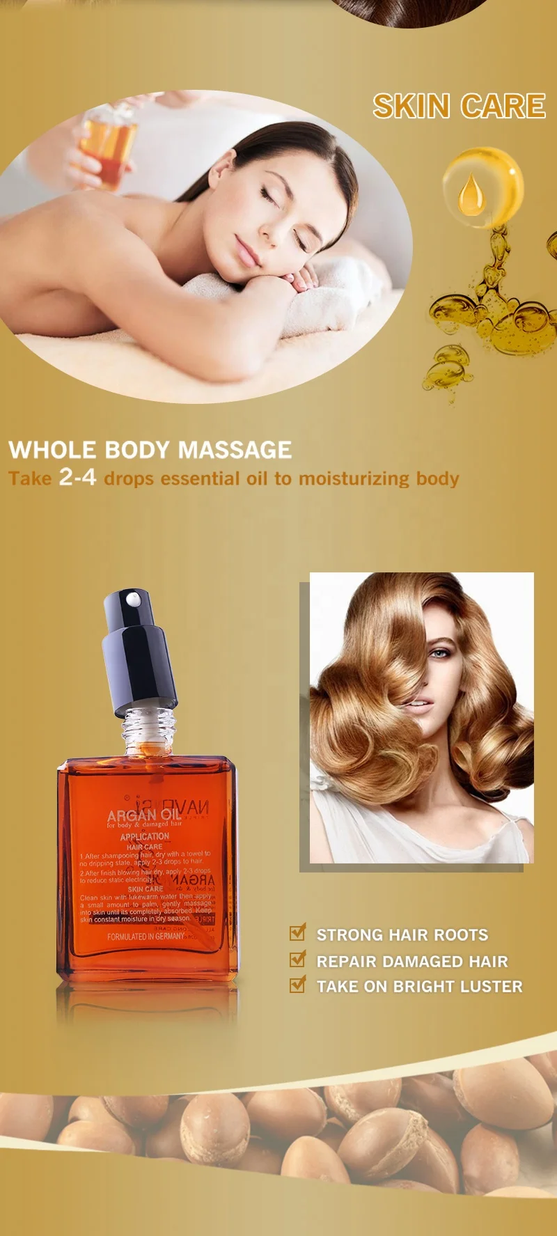 Navensi тепло, защищающее от частной марки роста волос аргановое масло сыворотка серии 30 мл из Марокко, оптовая продажа