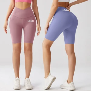 OEM High Waisted Scrunch Butt Lift Yoga Shorts Women Custom Logo Fitness Sport Workout Gym Biker Made Fabric Silk Spandex