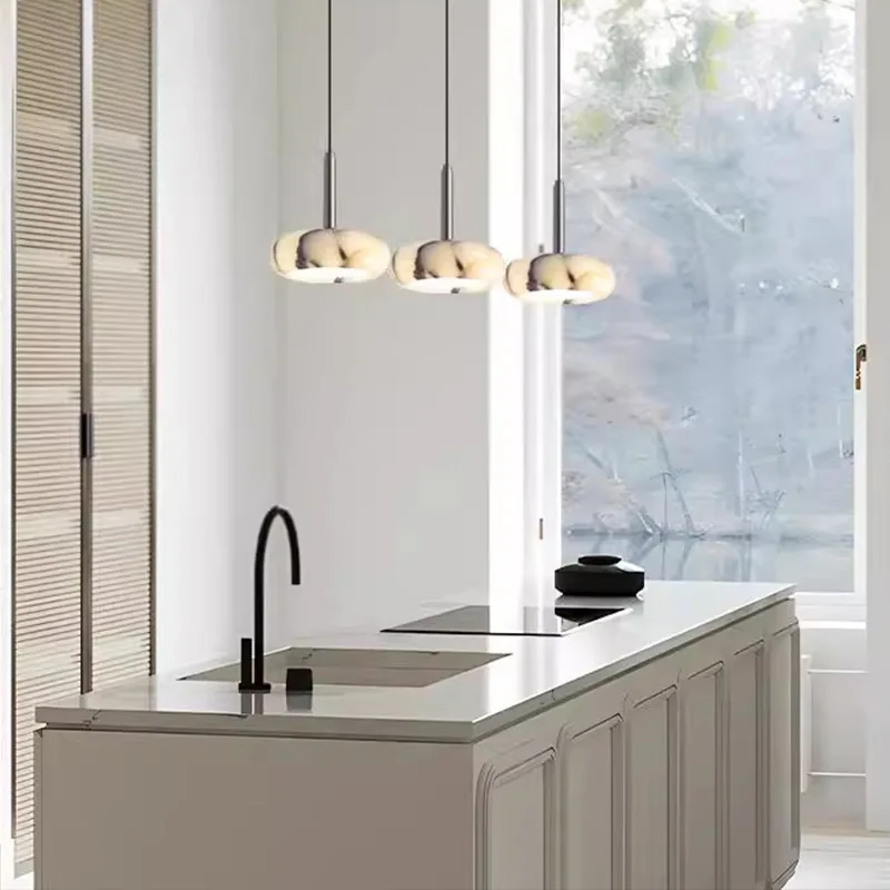 High-end Small Marble Pendant Lamp Modern Style Led Chandelier for Bedroom Bedside Living Room Home Hanging Lights