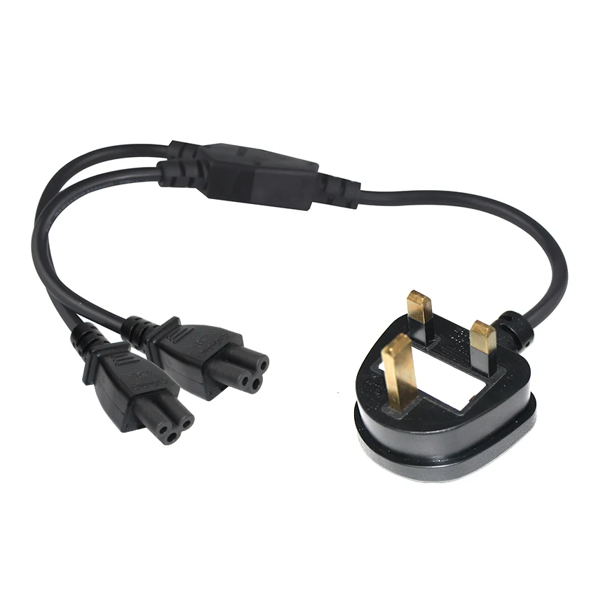 UPS PDU Server Y Splitter Power Cord Fused UK 3pin to 2 X IEC C5 Socket 10A 250V Extension Cable 1m