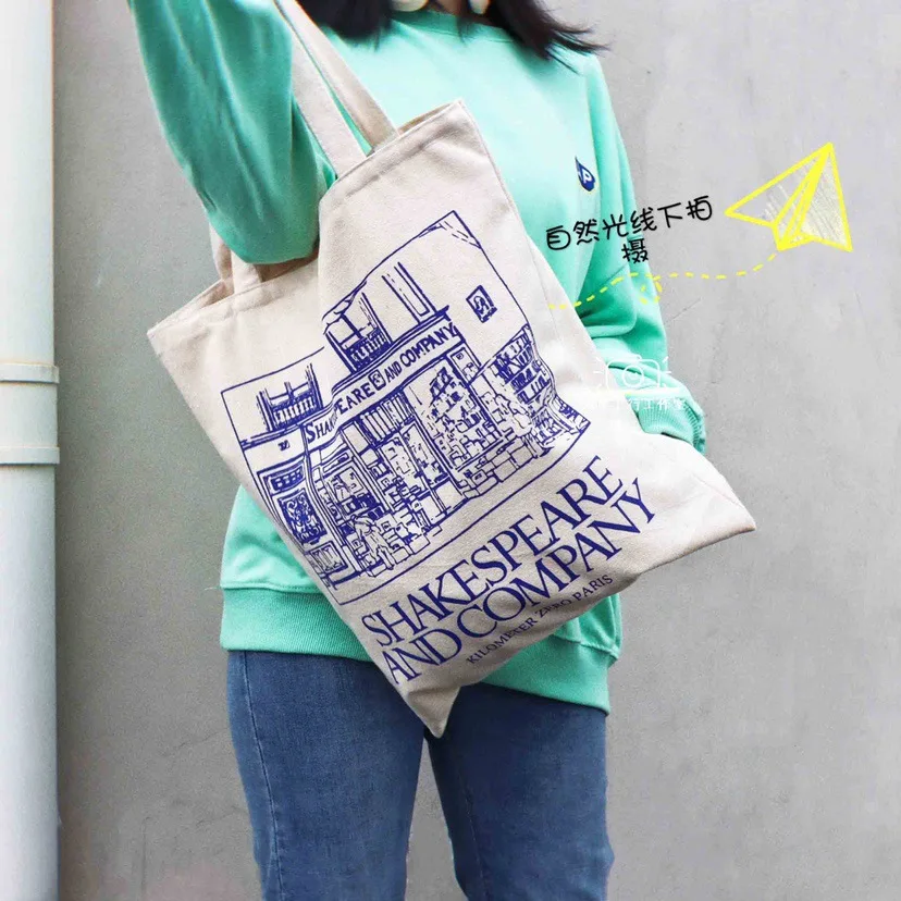 Women Canvas Shoulder Bag Shakespeare Print Ladies Shopping Bags Cotton  Cloth Fabric Purse Grocery Tote Books Handbag For Girls
