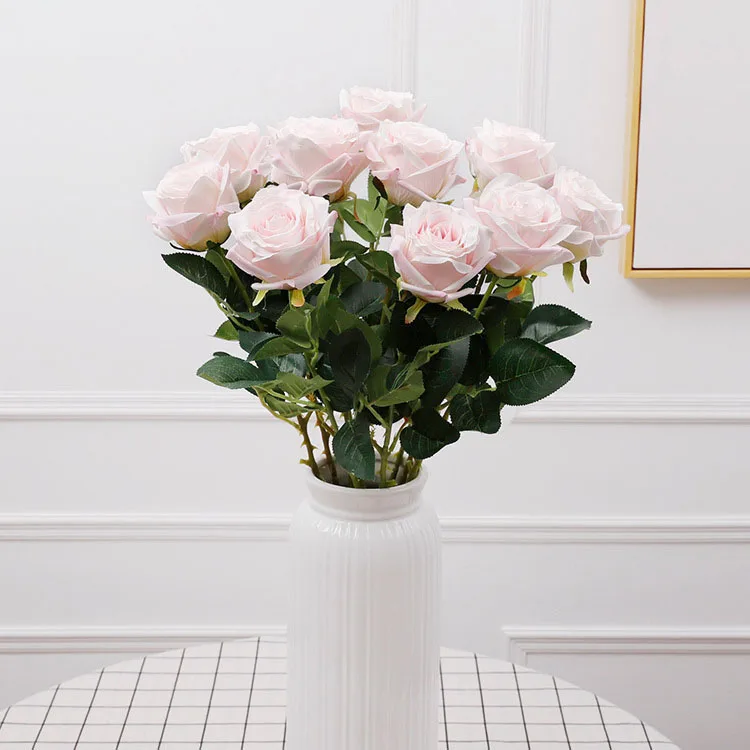 12 roses roses foncées ouvertes, fleurs artificielles fuchsia magenta, tête de rose de 4 po 12 roses roses foncées ouvertes, fleurs artificielles fuchsia magenta, tête de rose de 4 po