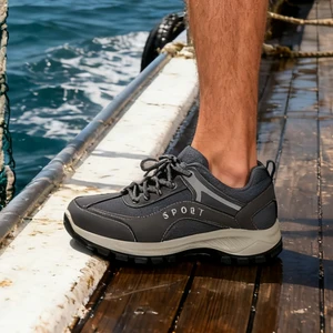 Fashion Anti-Slip Men's Shoes Comfortable Waterproof Oil-Resistant Breathable Thick-Soled Shoes Lace-up Commuting Casual Shoes