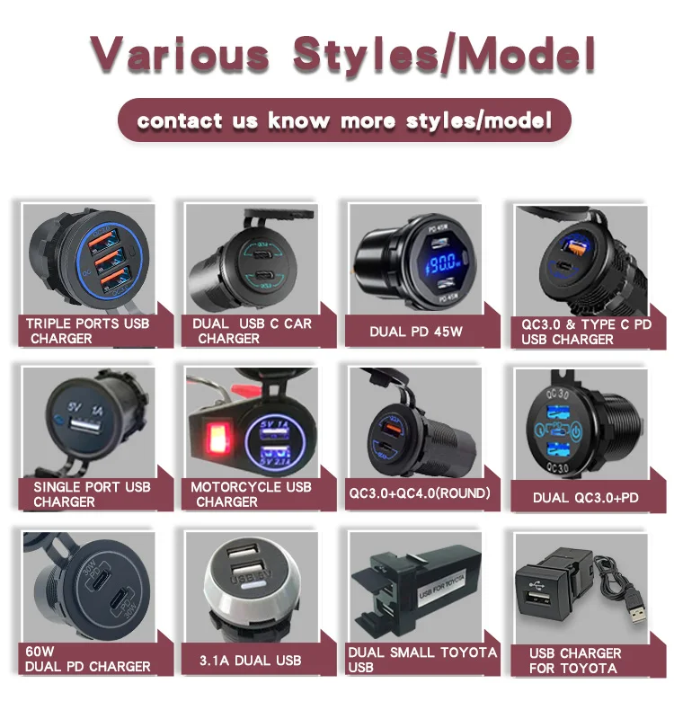 product new 12 24v usb chargers 30 type c car power adapter charging socket truck caravan automobile accessories for boat marine-9