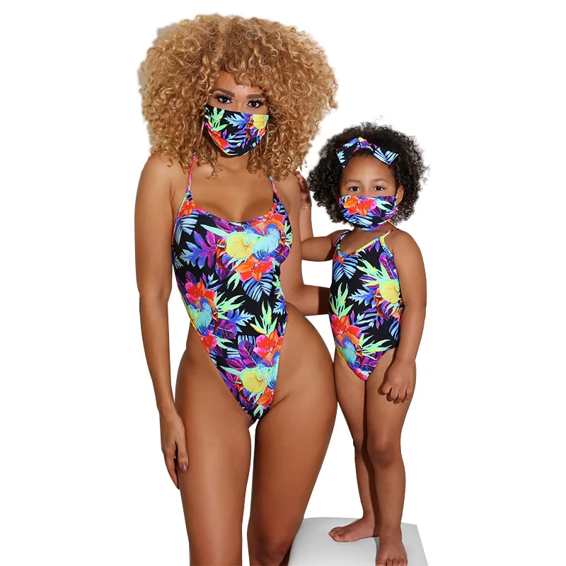2021 Summer Swimsuit Sunflower Mommy and Me Swimwear Bodysuit Mommy And Me Matching Outfits Mommy And Me Swimsuit