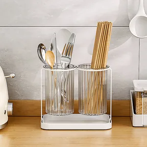 Household Kitchen Chopstick Storage Box Drainable Plastic Chopstick Rack and Organizer Bucket Convenient Chopstick Holder Cage
