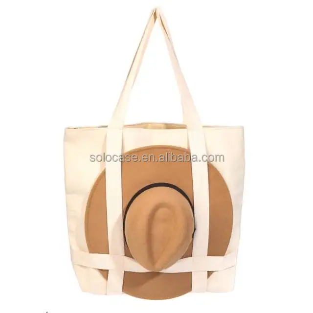 Canvas Tote Bags with Side Straps to Carry Mat and Hat