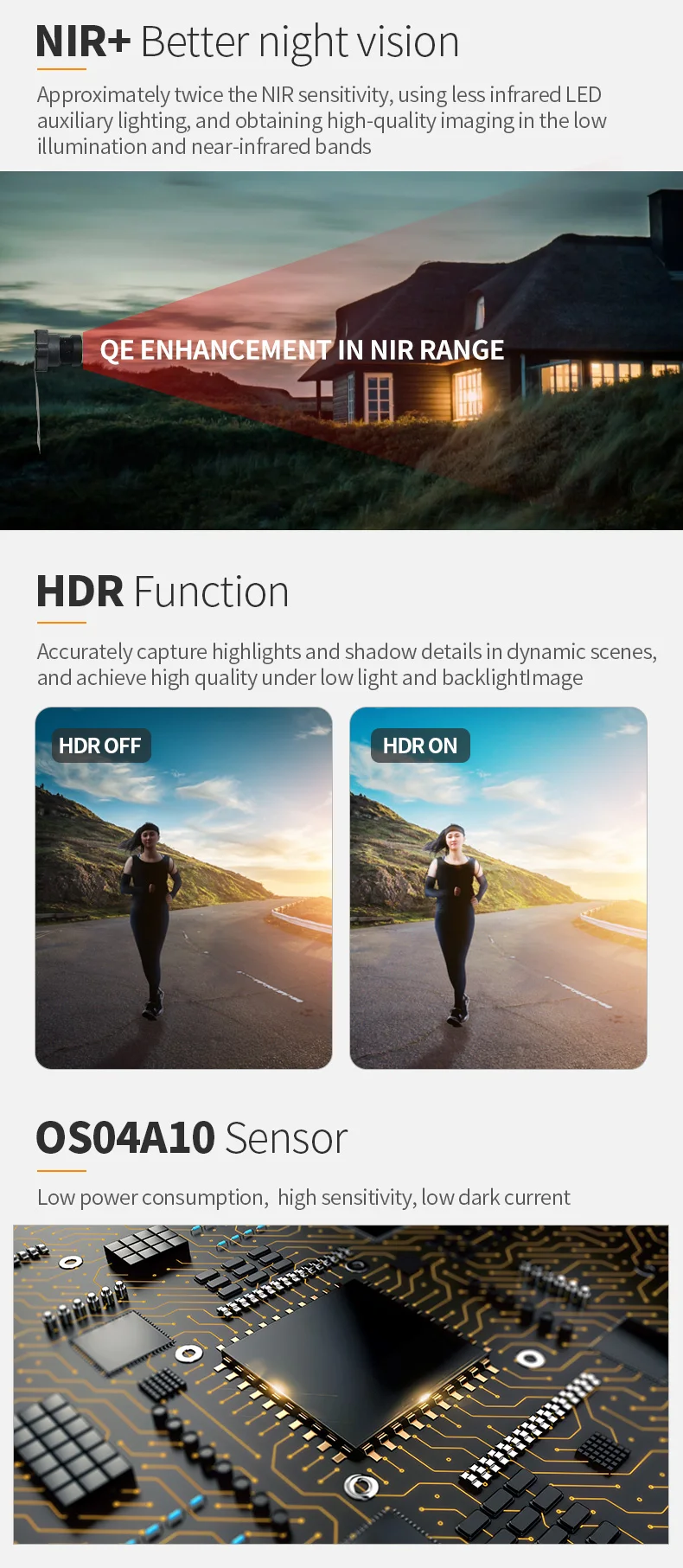 DGZX 400W Megapixel NIR Near-infrared Night Vision HDR 112 Degree Wide-angle Mipi OS04A10 Camera Module插图3