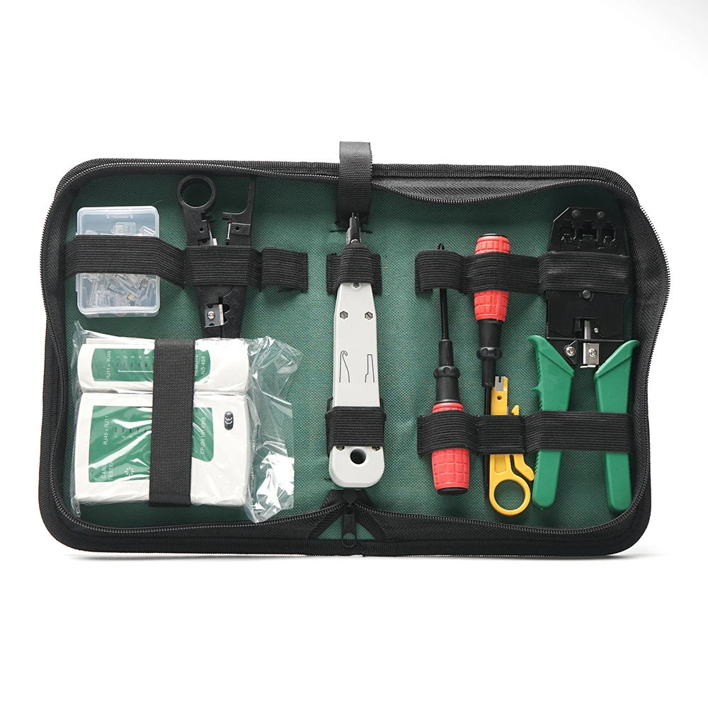 12pcs Network Toolkit Cable Tester Hand Tool Set Crimping Networking Tools Kits