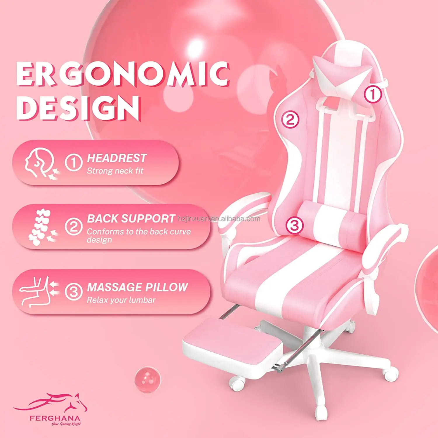 Cheap Pink Cute Kawaii Gaming Chair Rabbit Ears Office Computer Chair