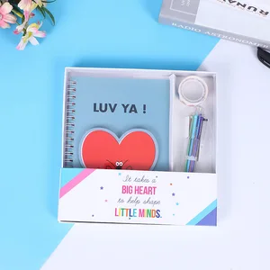 Five-Piece Cute Kawaii Stationery Set Children's Birthday Gift Colored Ballpoint Pen Adhesive Tape Gift Box Including Notebook