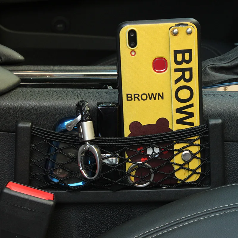 Universal Car Seat Organizer Multi-Function Mobile Phone Holder Travel-friendly ABS Nylon Plastic Mesh Storage Bag for Autos
