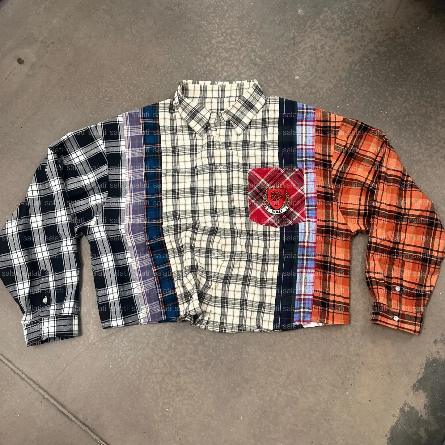 Custom Streetwear Tshirts Collar Button Down up Embroidery Long Sleeve Vintage T-shirt Vintage Plaid Check Flannel Shirt for Men